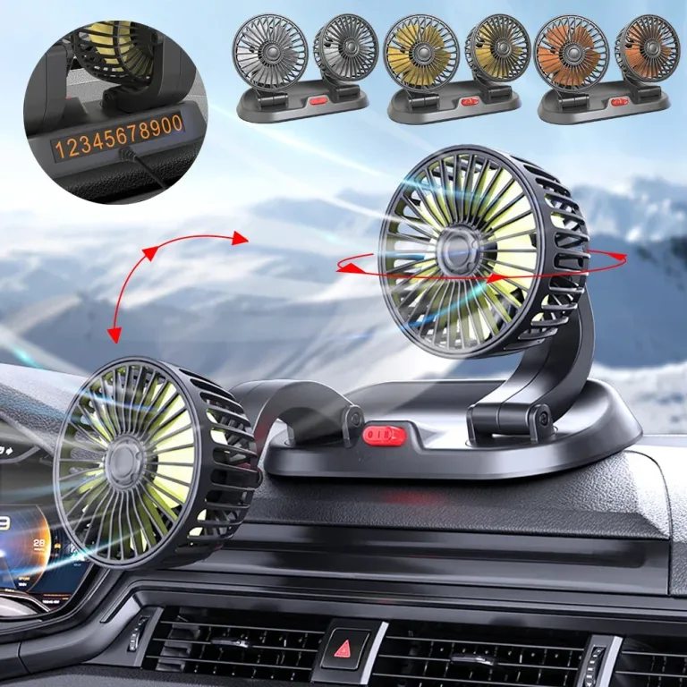 Car Double Fan – Dual Airflow Cooling Fan with Number Card